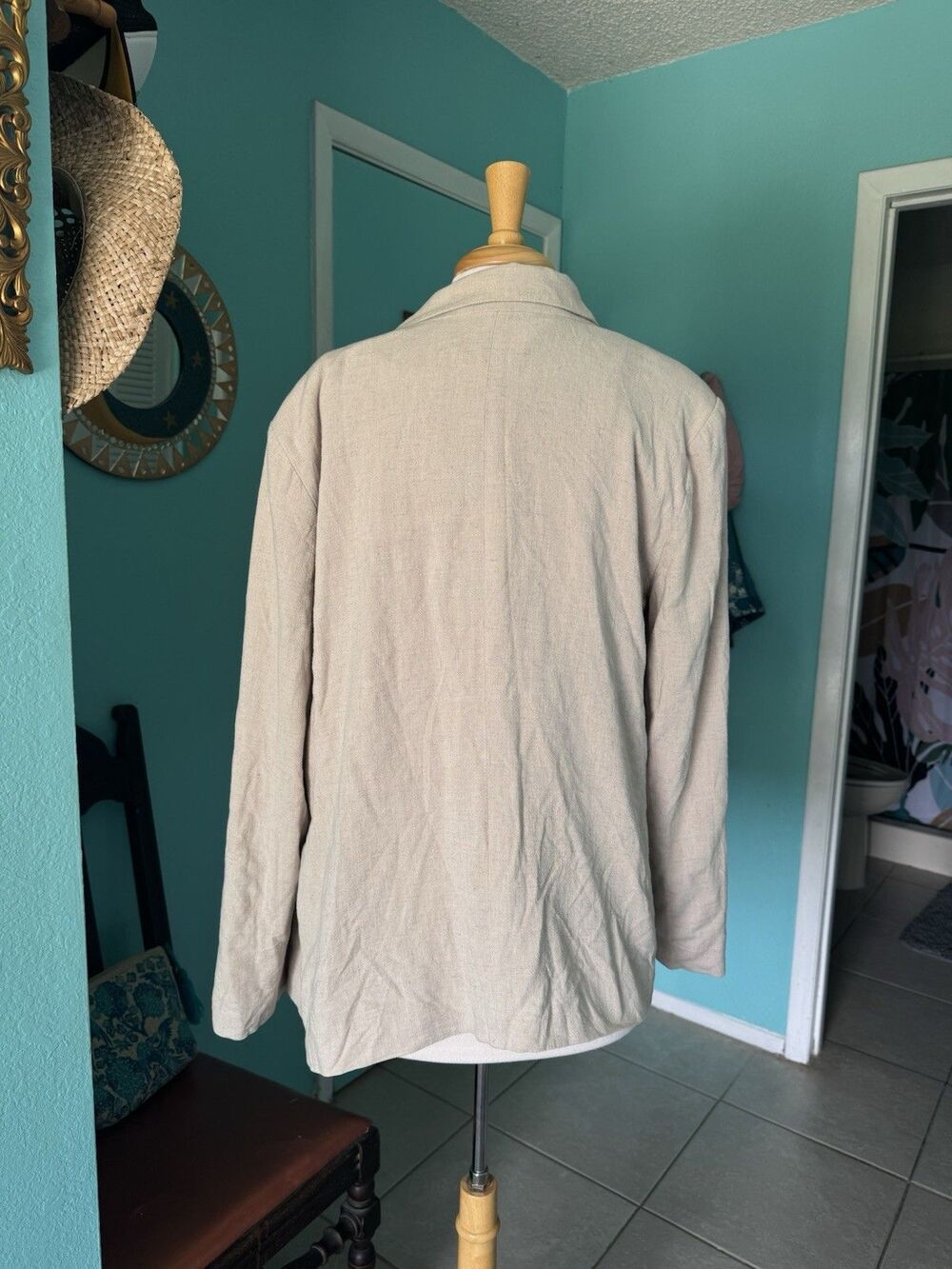 Simply Vera Wang XL Linen Comfort Blazer Camel Neutral Jacket Cooling Fabric - Picture 8 of 9